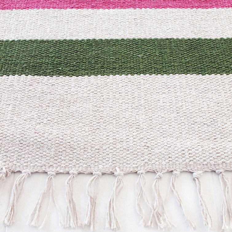 Highland Dunes Meredith Flatweave Cotton Pink/Yellow/White Rug